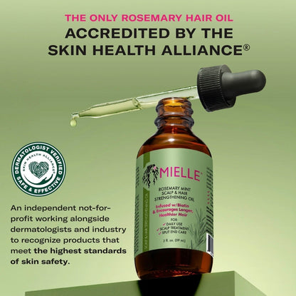 Aceite de Romero y Menta Mielle con Biotina para Cuero Cabelludo y Cabello – 2 oz (59 ml)
