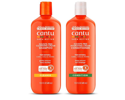 Cantu Shea Butter Sulfate-Free Shampoo& Conditioner Duo para Cabello Rizado (13.5 oz c/u)