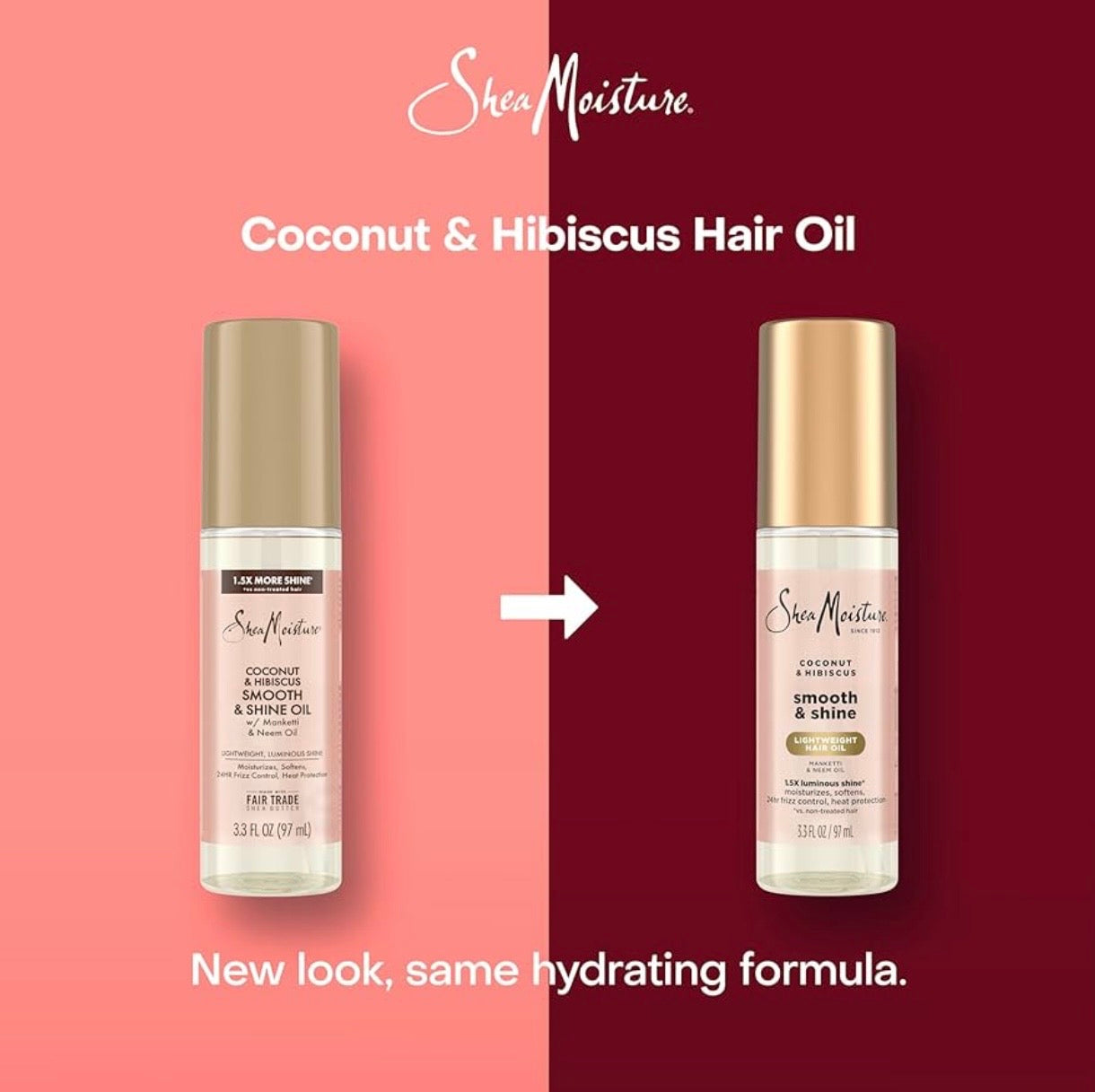 Shea Moisture Coconut & Hibiscus Smooth & Shine Hair Oil – Aceite Ligero para Brillo y Control del Frizz