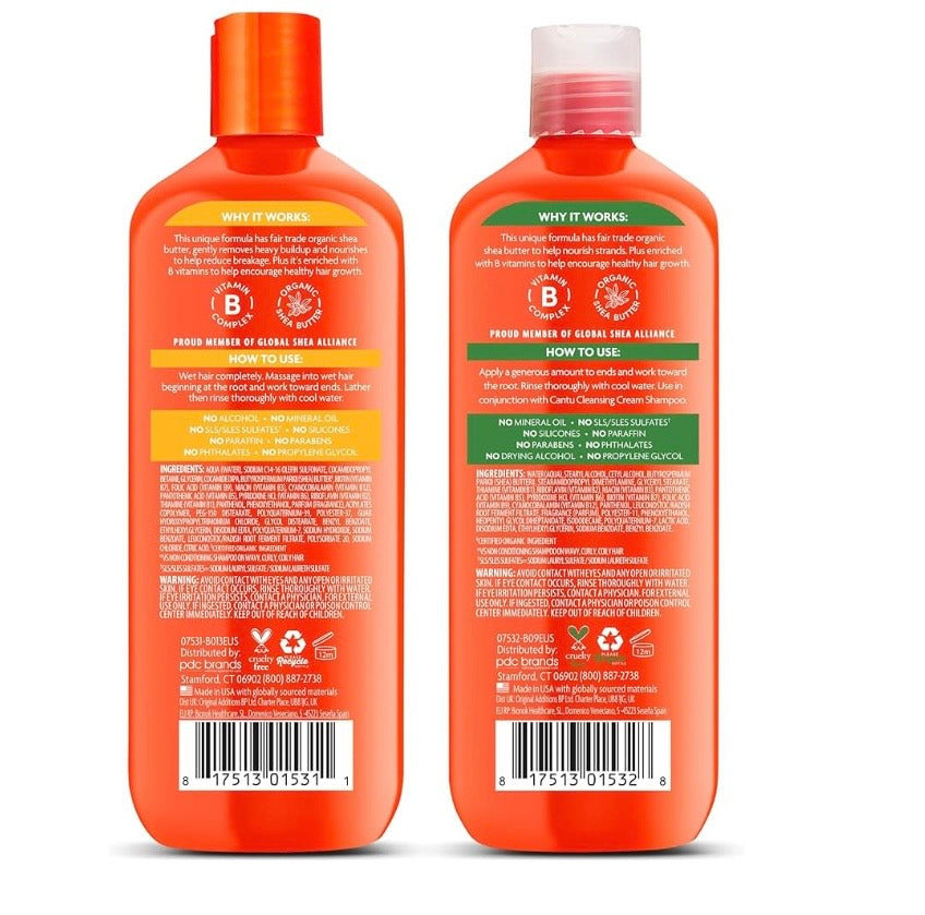 Cantu Shea Butter Sulfate-Free Shampoo& Conditioner Duo para Cabello Rizado (13.5 oz c/u)