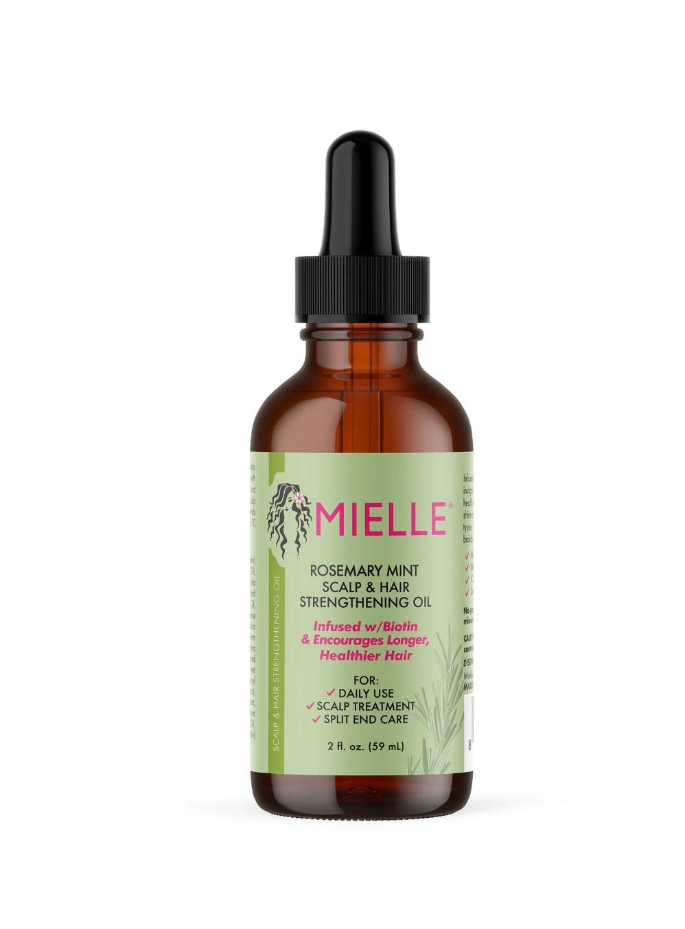 Aceite de Romero y Menta Mielle con Biotina para Cuero Cabelludo y Cabello – 2 oz (59 ml)