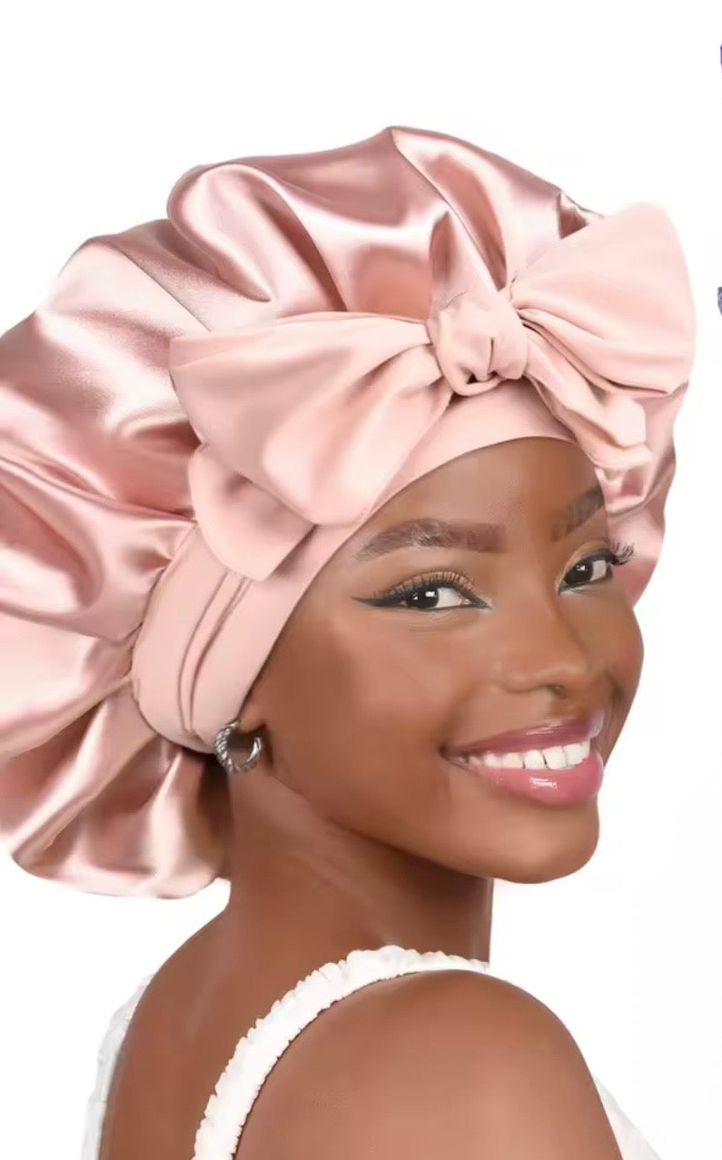 Gorro de Satín Premium PinkCurly™ con Lazo Elegante
