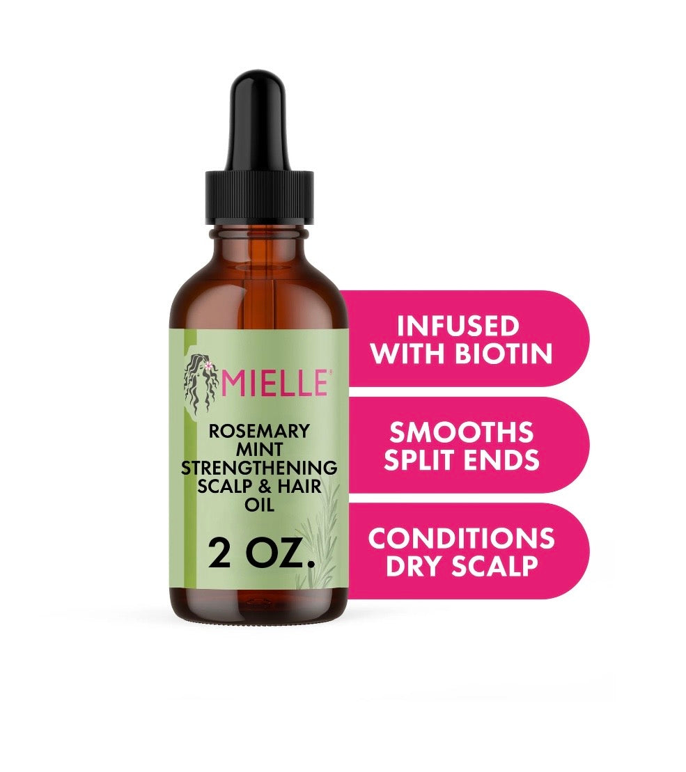 Aceite de Romero y Menta Mielle con Biotina para Cuero Cabelludo y Cabello – 2 oz (59 ml)
