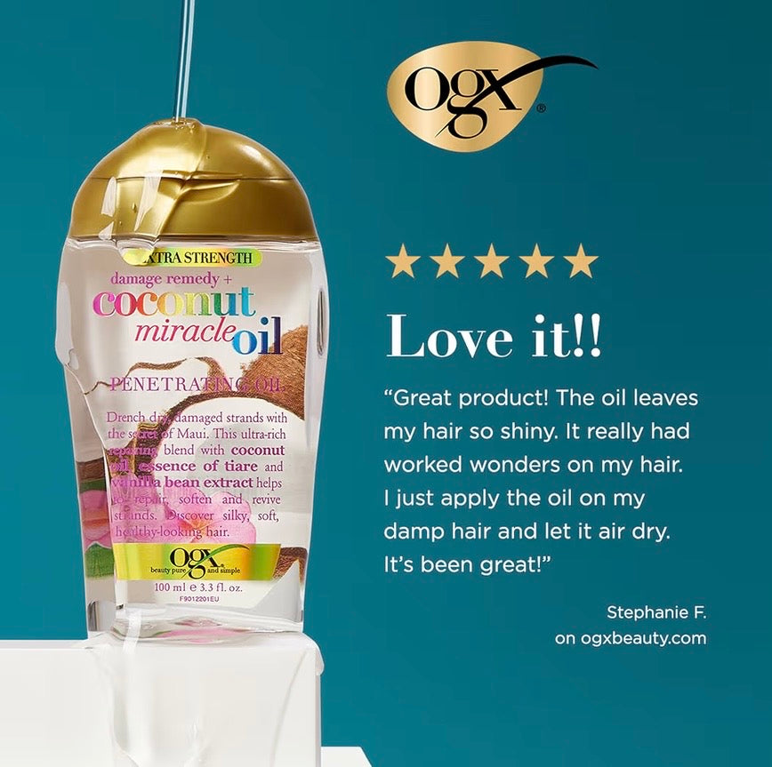 OGX Coconut Miracle Oil Penetrating Oil – Aceite Reparador de Coco para Cabello Seco y Dañado